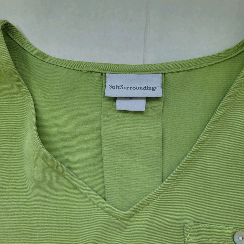 Soft Surroundings Medium Heavenly Soft Lime Tencel Tunic Women's Shirt V Neck - Picture 6 of 9